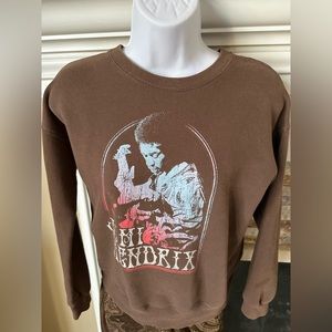 Abercrombie Kids brown Jimi Hendrix graphic long sleeve crew neck pullover 13/14
